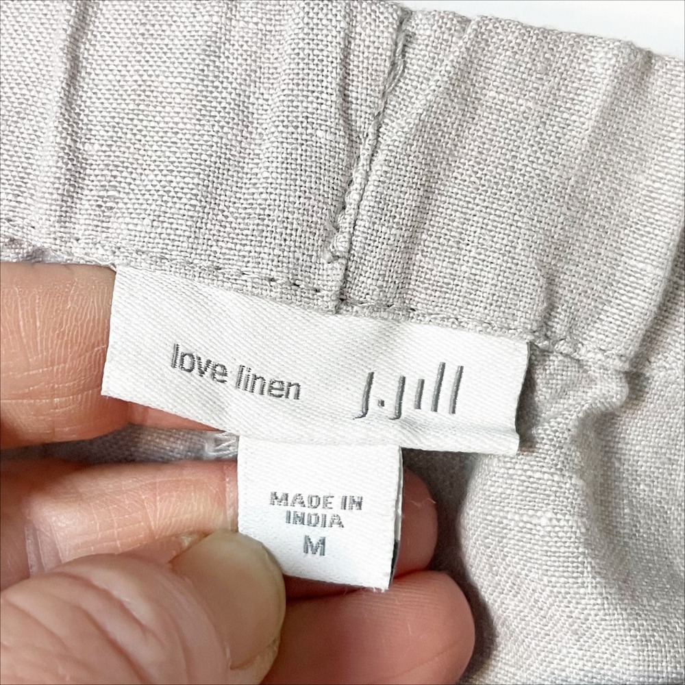 J.Jill Love Linen Gray Cropped Wide Leg Pants Medium pull-on‎ lagenlook coastal - Picture 7 of 10